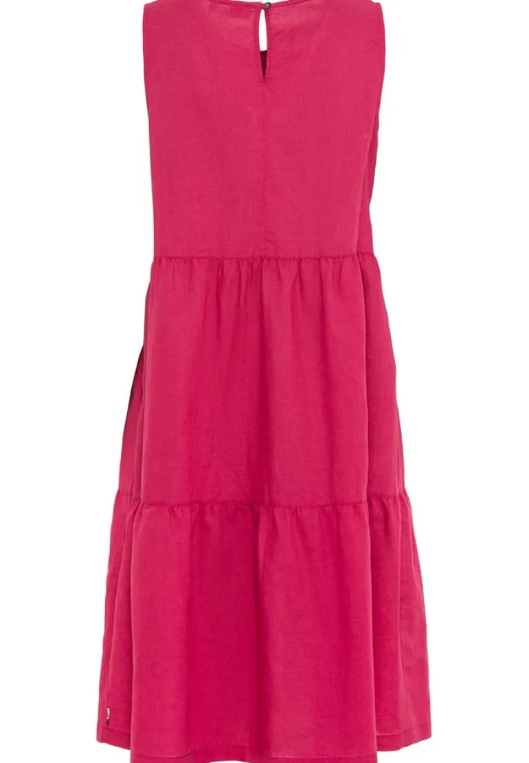 Stufenkleid aus Leinenmix piony red