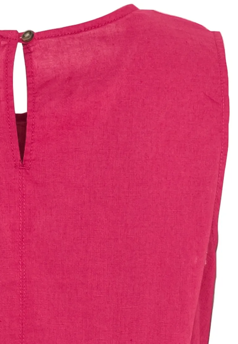Stufenkleid aus Leinenmix piony red