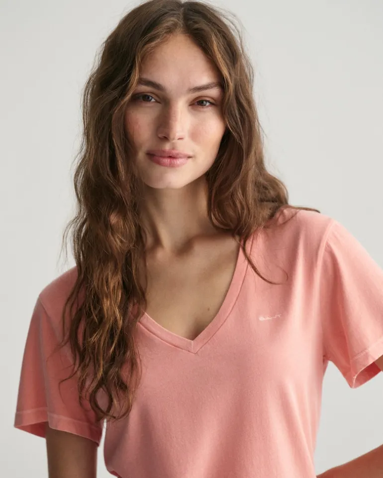 Sunfaded V-Neck T-Shirt peachy pink