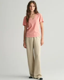 Sunfaded V-Neck T-Shirt peachy pink
