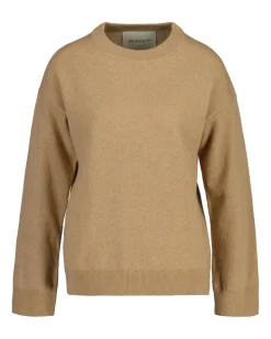 Superfine Lambswool Rundhalspullover dark khaki