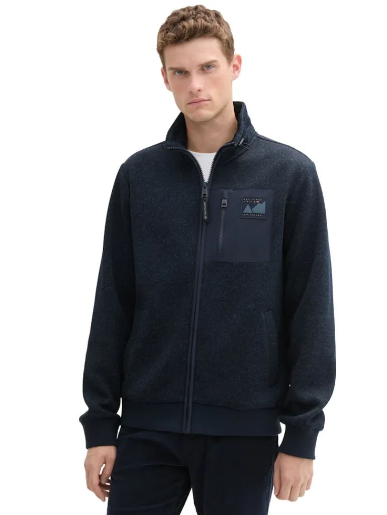 Sweatjacke aus Fleece navy melange structure