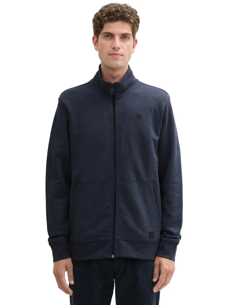 Sweatjacke in Melange Optik sky captain blue white melange