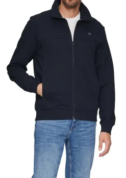 Sweatshirt Jacke mit Stehkragen und Logo-Detail blau