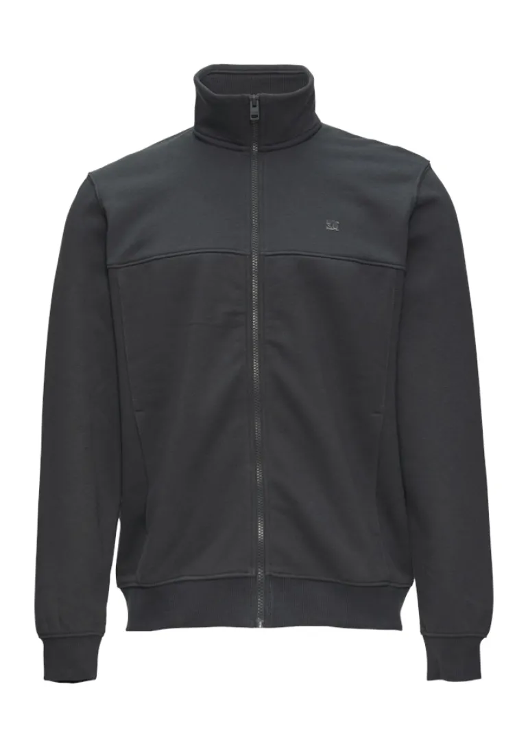 Sweatshirt Jacke mit Stehkragen und Logo-Detail grau