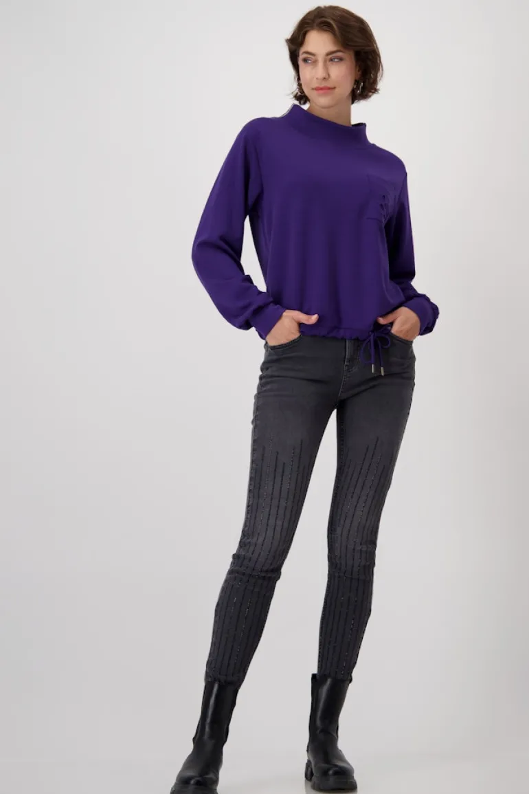 Sweatshirt mit 3-D-Druck dark purple