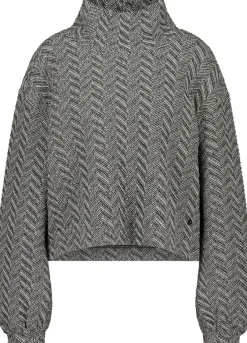 Sweatshirt mit Fischgrat-Muster schwarz gemustert