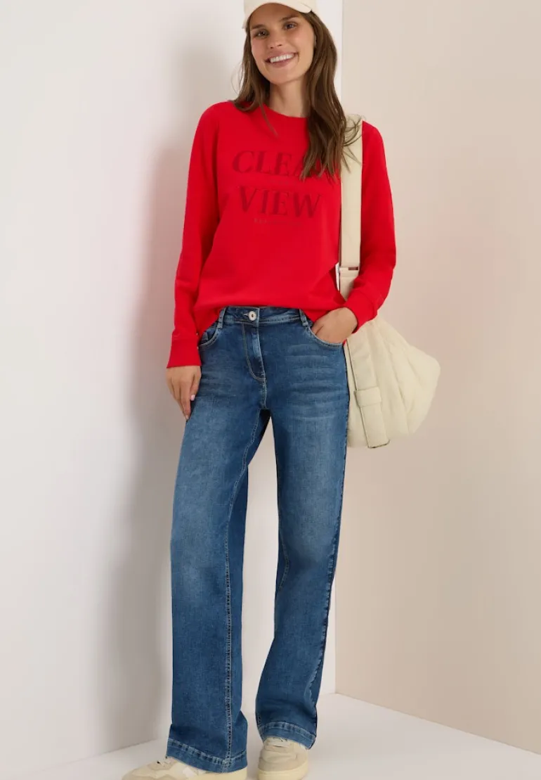 Sweatshirt mit Wording fiery red