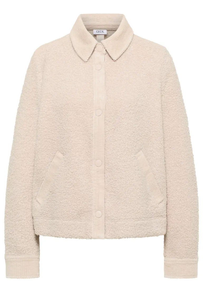 Teddy-Jacke mit Corddetails teddy vanilla white