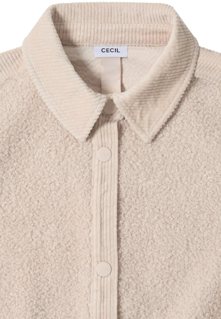 Teddy-Jacke mit Corddetails teddy vanilla white