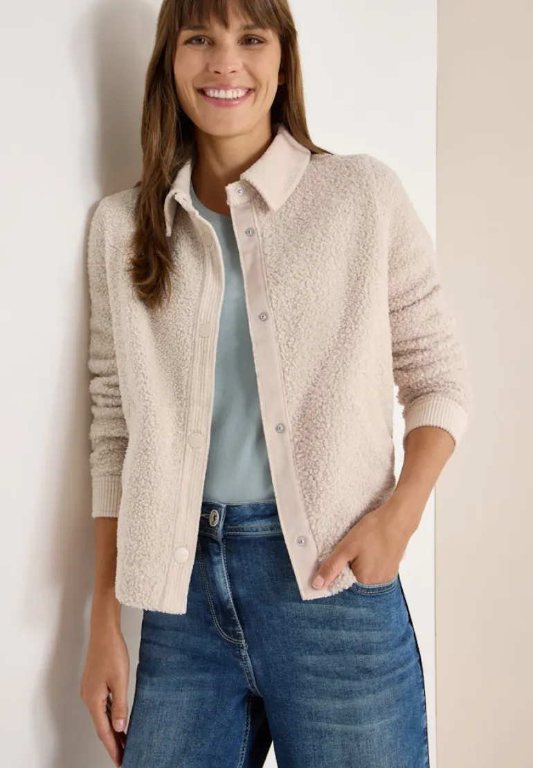 Teddy-Jacke mit Corddetails teddy vanilla white