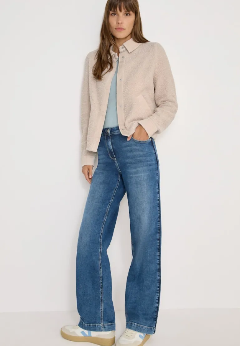 Teddy-Jacke mit Corddetails teddy vanilla white