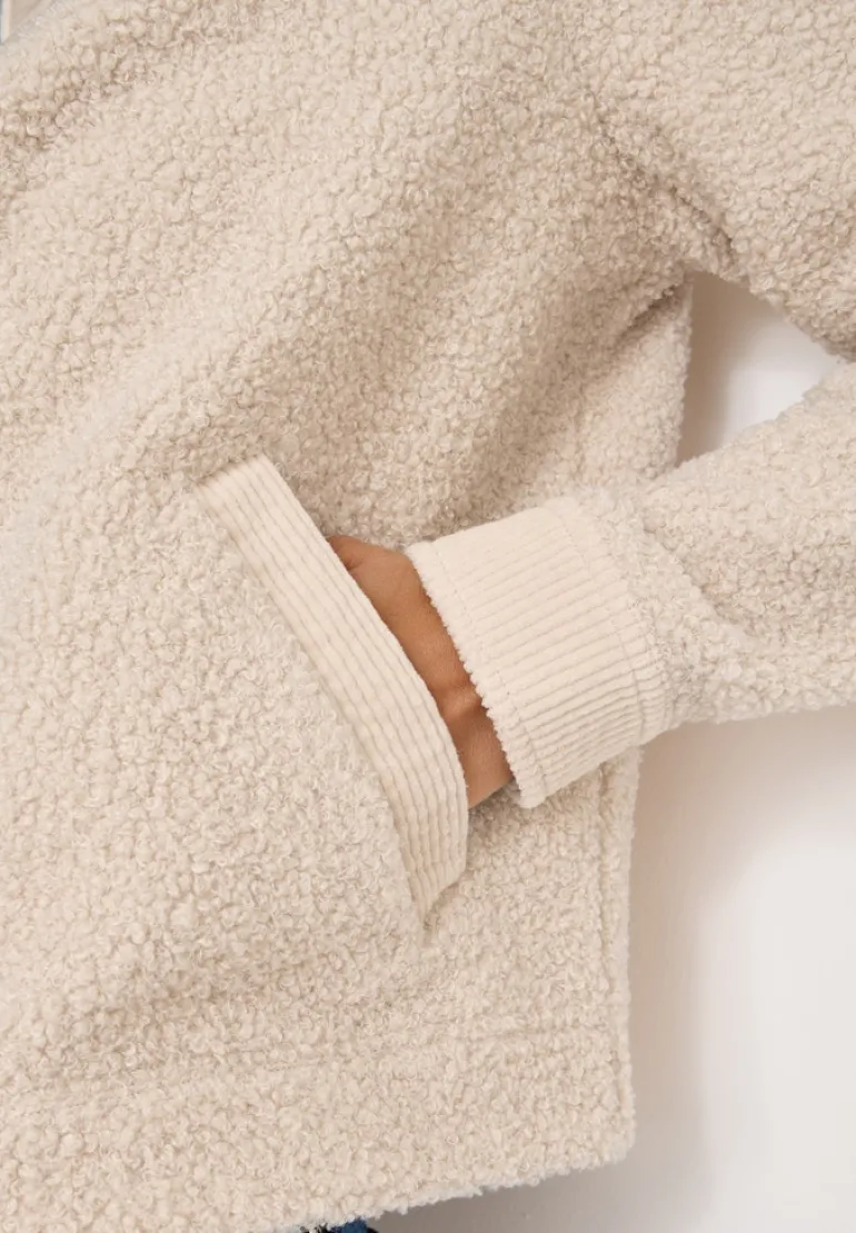Teddy-Jacke mit Corddetails teddy vanilla white