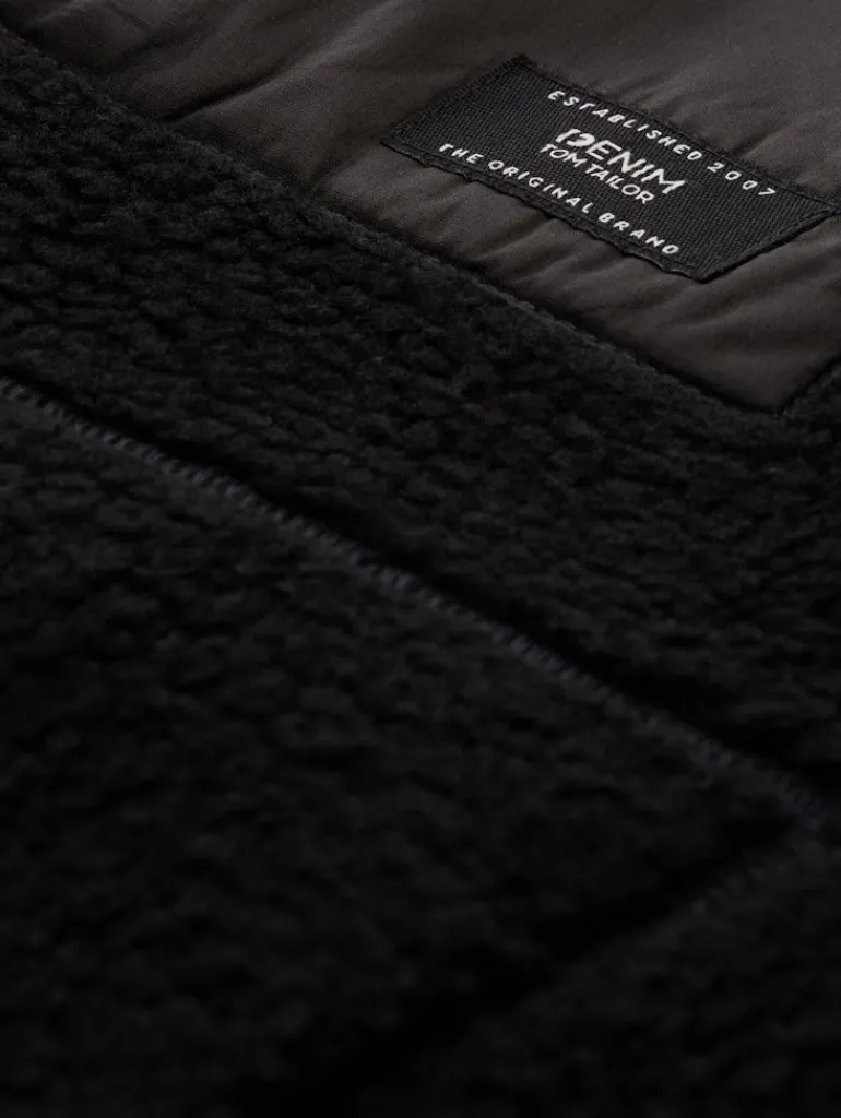 Teddy Jacke mit Stehkragen black