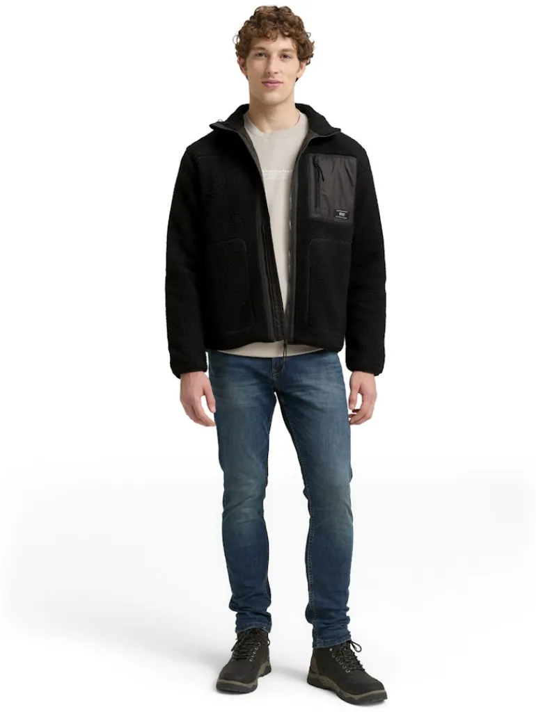 Teddy Jacke mit Stehkragen black