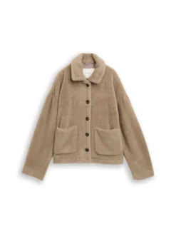 Teddy Jacke mit Taschen soft taupe grey