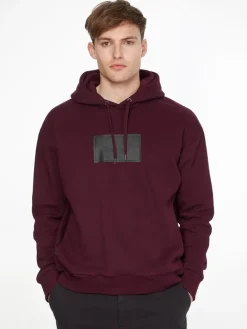 TEXTURED LOGO BOX COMFORT HOODIE passion plum