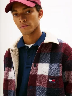 TJM CHECK TEDDY OVERSHIRT EXT dark night navy - buffalo check