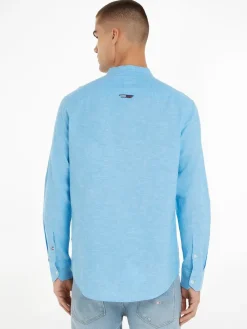 TJM CLSC MAO LINEN BLEND SHIRT blau