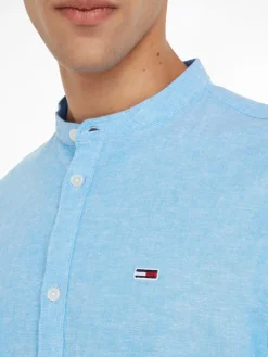TJM CLSC MAO LINEN BLEND SHIRT blau