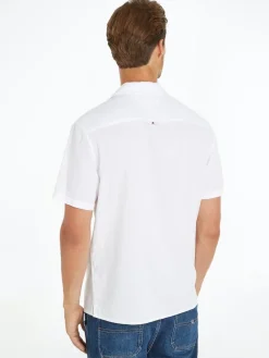 TJM LINEN BLEND CAMP SHIRT EXT white