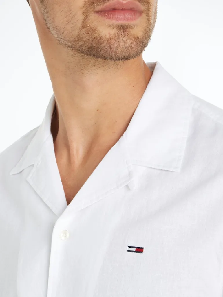 TJM LINEN BLEND CAMP SHIRT EXT white