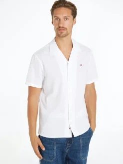 TJM LINEN BLEND CAMP SHIRT EXT white