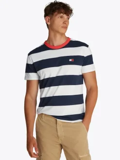 TJM REG BOLD STRIPE TEE dark night navy - ecru
