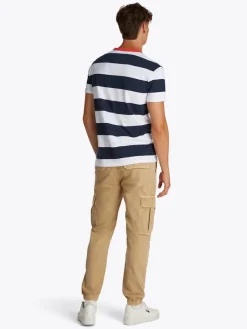 TJM REG BOLD STRIPE TEE dark night navy - ecru