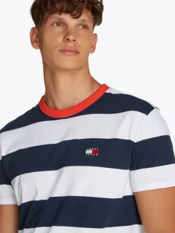 TJM REG BOLD STRIPE TEE dark night navy - ecru