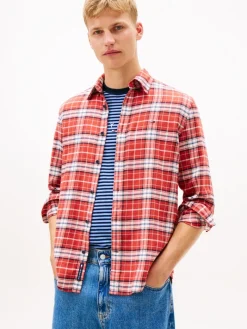 TJM REG FLANNEL CHECK SHIRT EXT terracotta red-big check