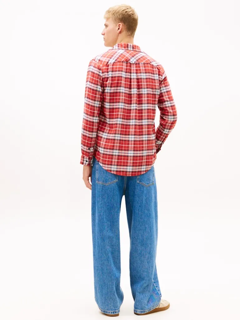 TJM REG FLANNEL CHECK SHIRT EXT terracotta red-big check