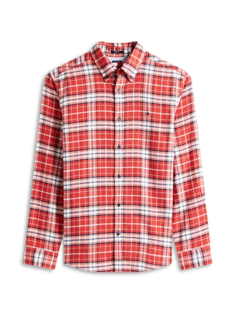 TJM REG FLANNEL CHECK SHIRT EXT terracotta red-big check