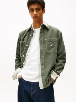 TJM RLX WASHED CORD SHIRT EXT pewter green