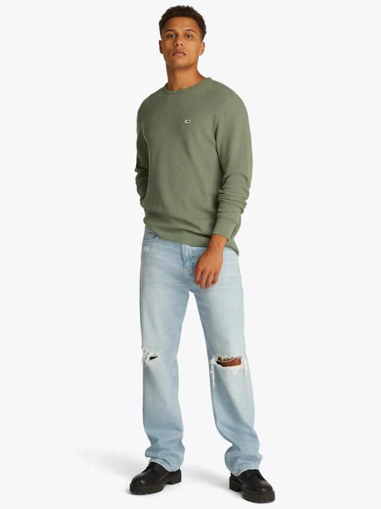 TJM SLIM WAFFLE LS TEE EXT aruba green