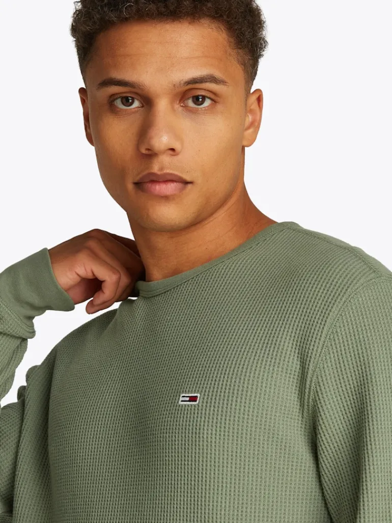 TJM SLIM WAFFLE LS TEE EXT aruba green