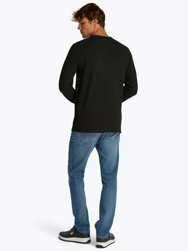 TJM SLIM WAFFLE LS TEE EXT black