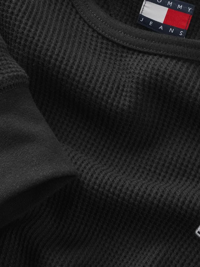TJM SLIM WAFFLE LS TEE EXT black