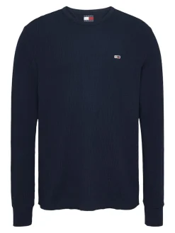 TJM SLIM WAFFLE LS TEE EXT dark night navy
