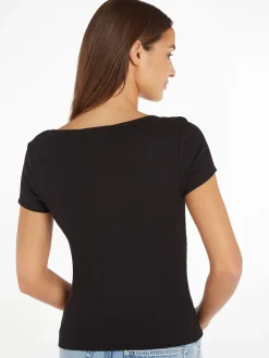 TJW BBY BUTTON RIB C-NECK black