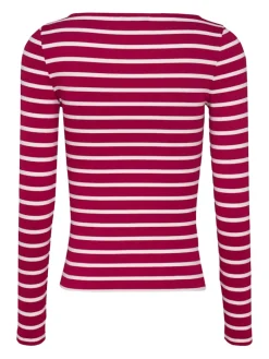 TJW BOAT NECK TOP LS brilliant berry - stripe