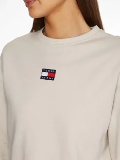 TJW BXY CROP BADGE DRAWSTR CREW stony beige