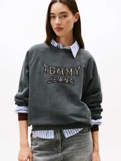 TJW BXY LEOPARD VARSITY CREW black