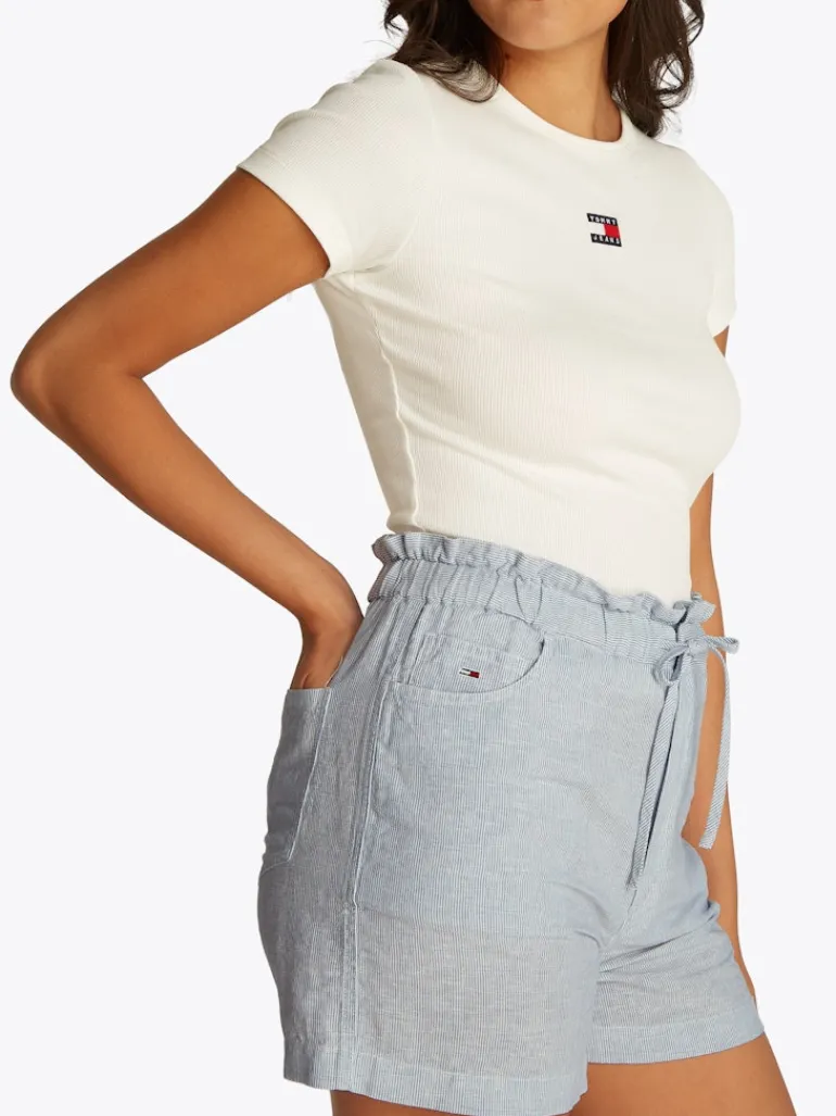 TJW COTTON LINEN SHORT colorado blue - stripe