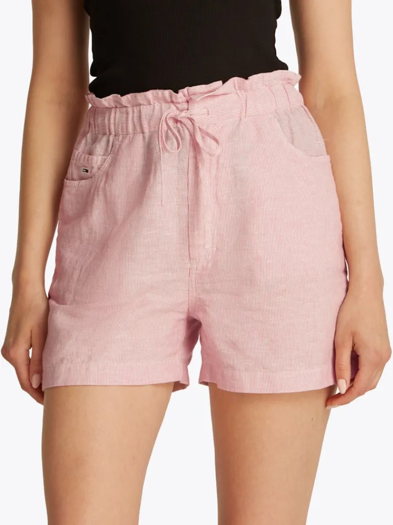 TJW COTTON LINEN SHORT precious pink - stripe