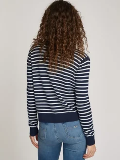TJW ESSENTIAL VNECK SWEATER EXT navy - white stripe