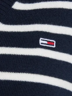 TJW ESSENTIAL VNECK SWEATER EXT navy - white stripe