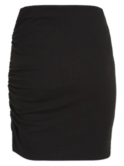 TJW GATHERING RIB MINI SKIRT black