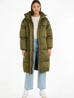TJW LONG SATIN PUFFER drab olive green