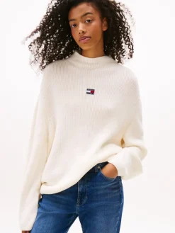 TJW MOCKNECK BADGE SWEATER ancient white